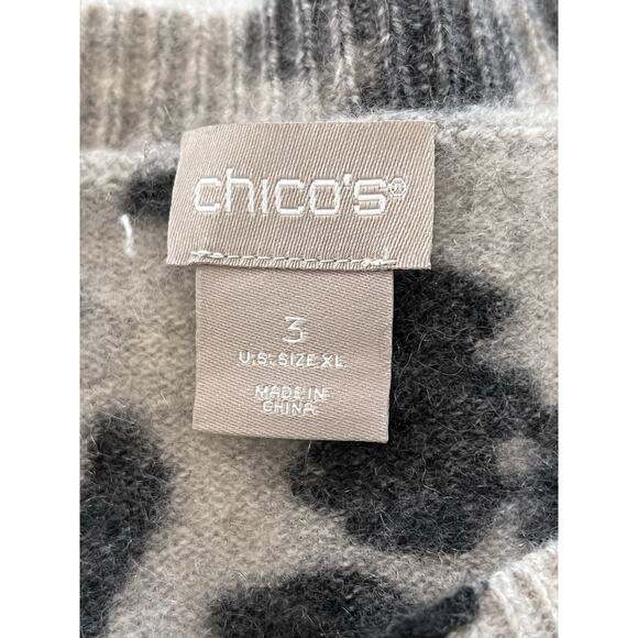 Chicos Cashmere Sweater Animal Print Size 3 XL / Large SEE MEASUREMENTS - Picture 7 of 16